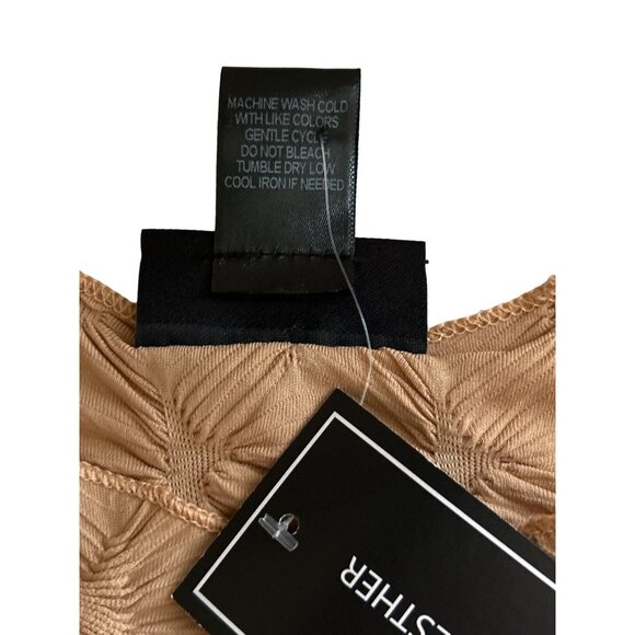 Just Polly New York Tan Textured Long Sleeve Cropped Top Medium - Picture 5 of 7